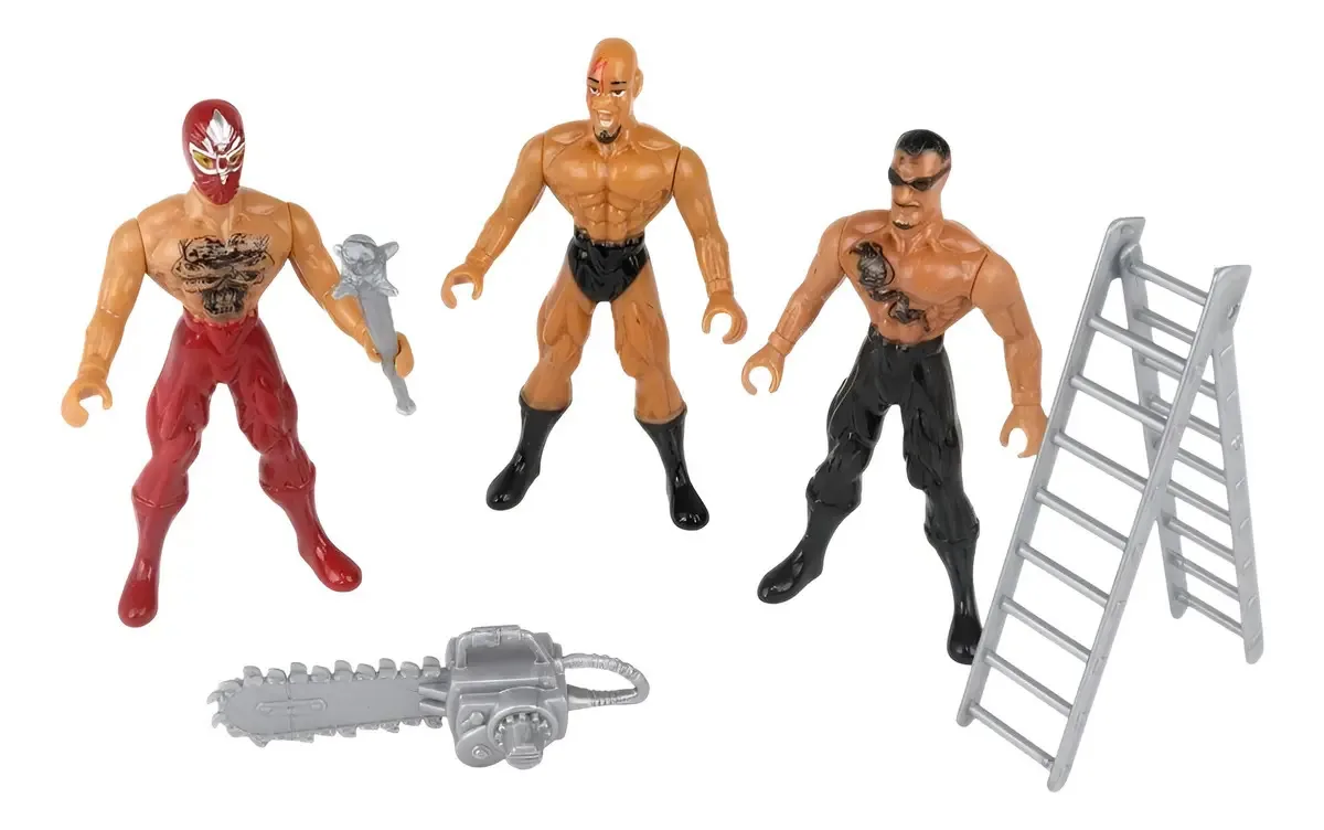 Boneco Luta Livre Satyam Wrestling Com Acessórios 6 Peças Ringue