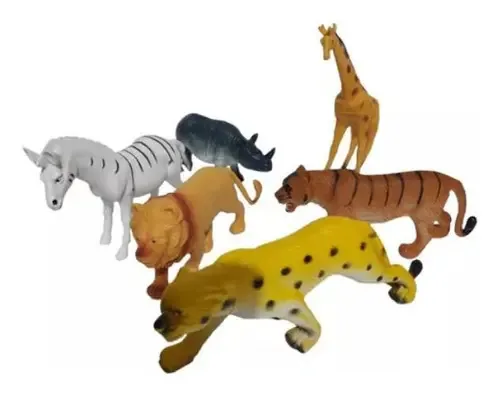 Kit Brinquedo Animal Selvagem 6 Minianutas Animais Da