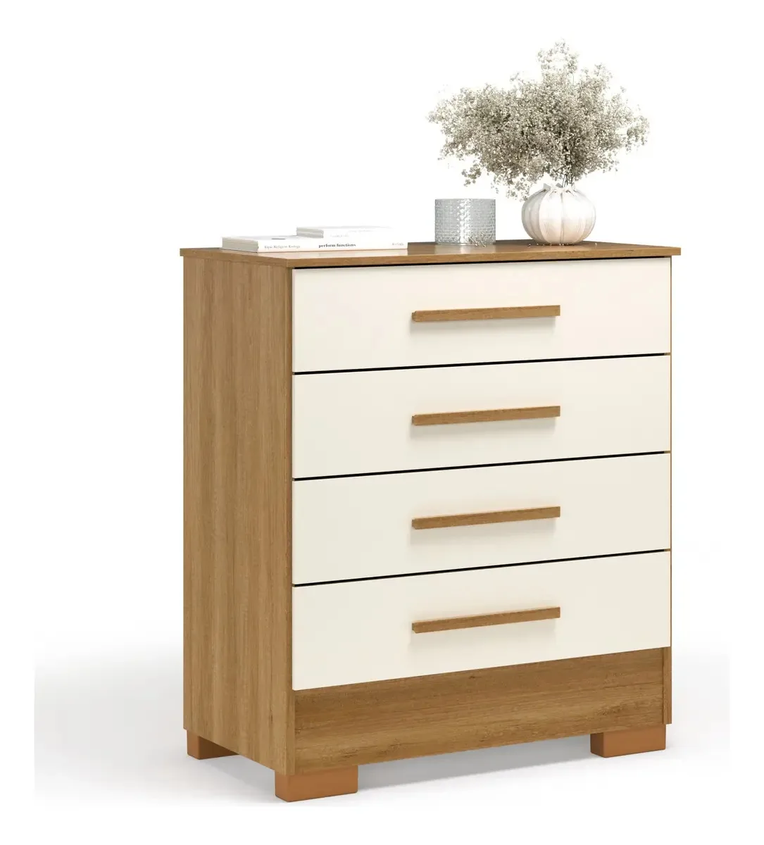 Cômoda Organizadora Quarto Casal 4 Gavetas Cor Off White M Casa Móveis Br