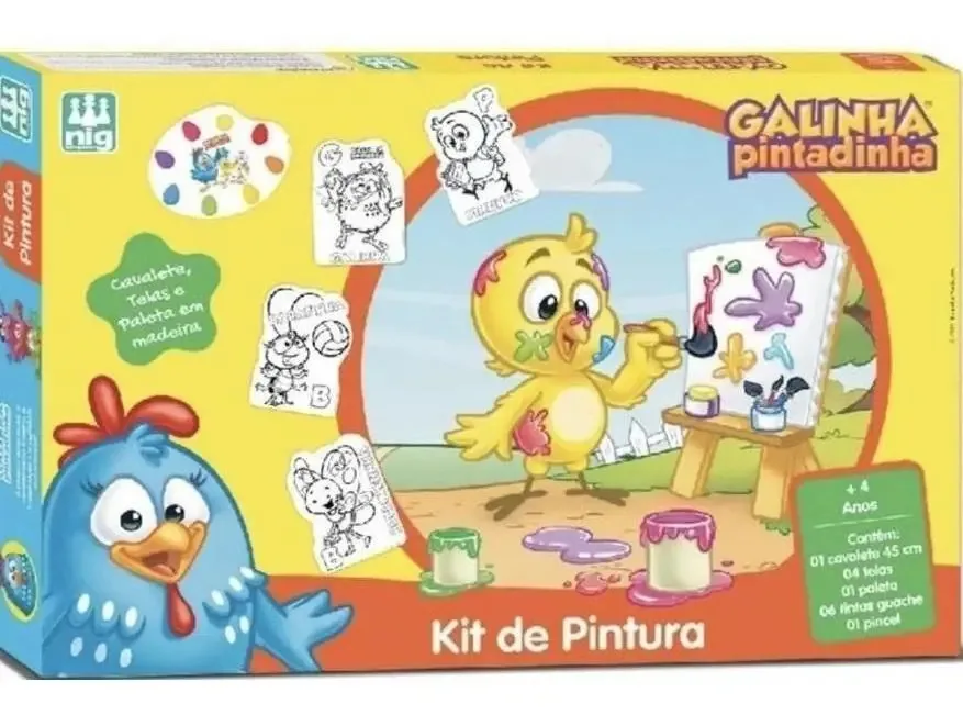 Pintura Madeira Infantil Cavalete Desenho Galinha Pintadinha