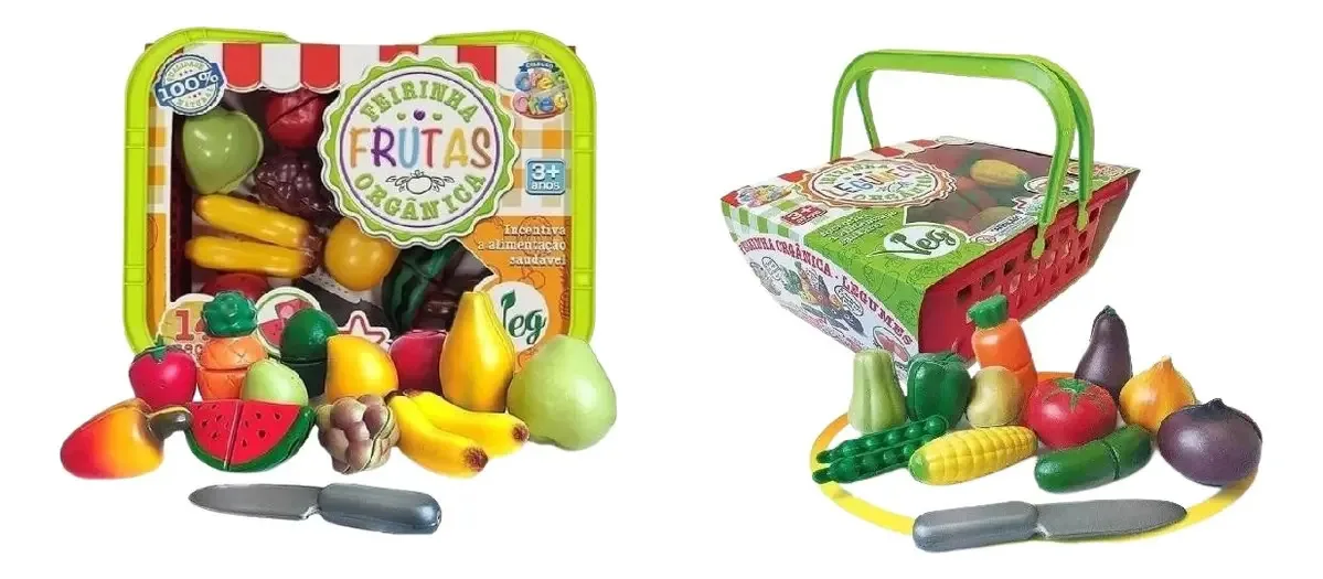 Crec Crec Frutas E Legumes Cestinha Feirinha Orgânicas 26pçs