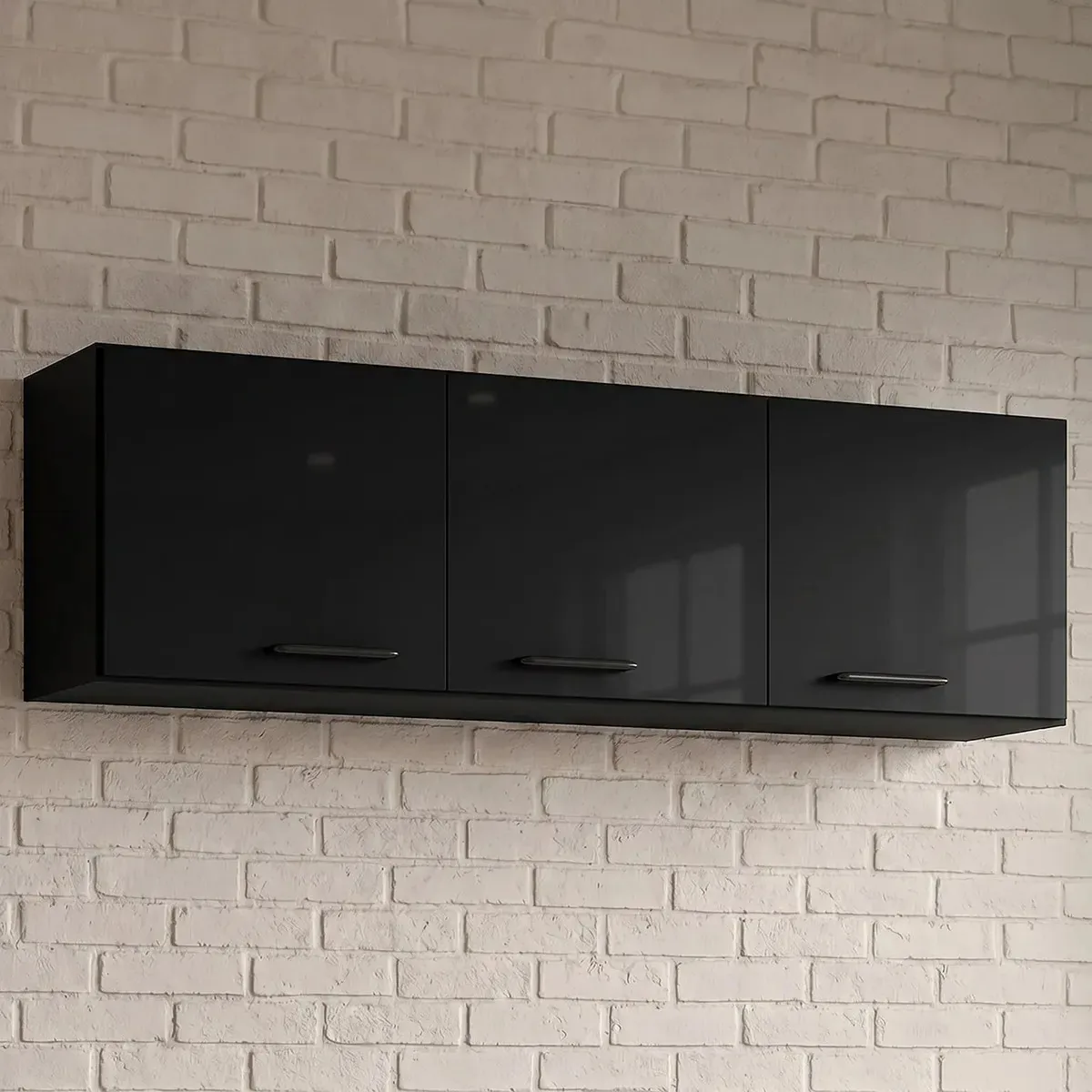 Armário Cozinha Aéreo 120cm 3 Portas Classic Preto M Casa Móveis