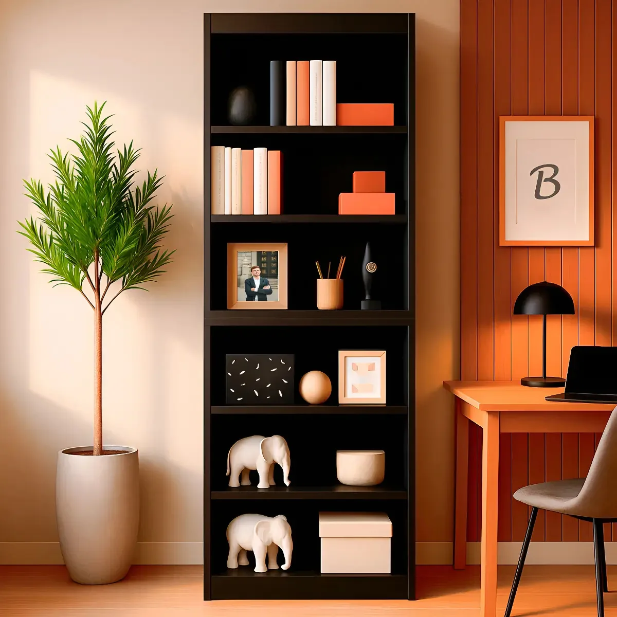 Estante 5 Prateleiras Alta Para Livros E Pastas - Bonatto Cor Preto
