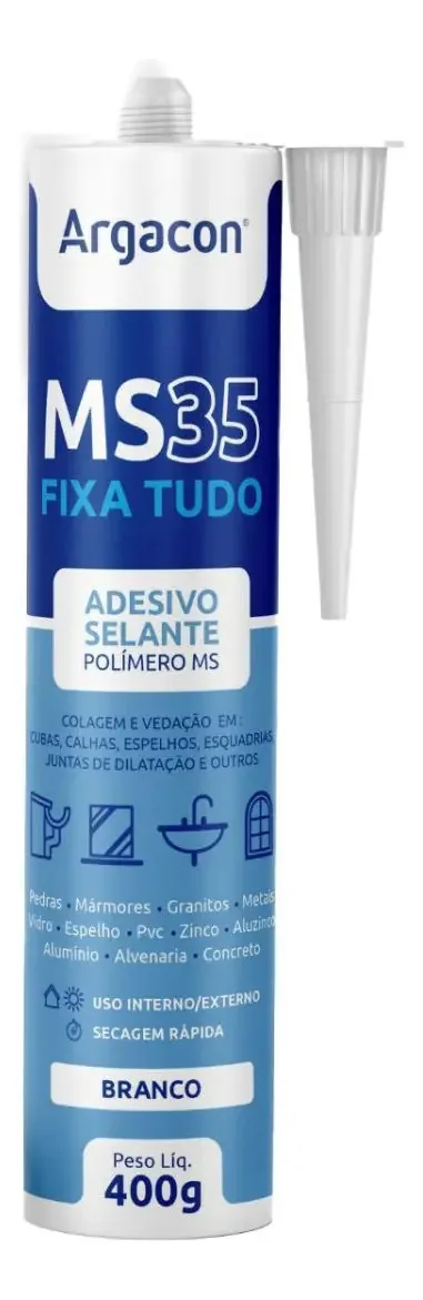Cola Fixa Tudo Ms35 Selante Branco Adesivo Aracon