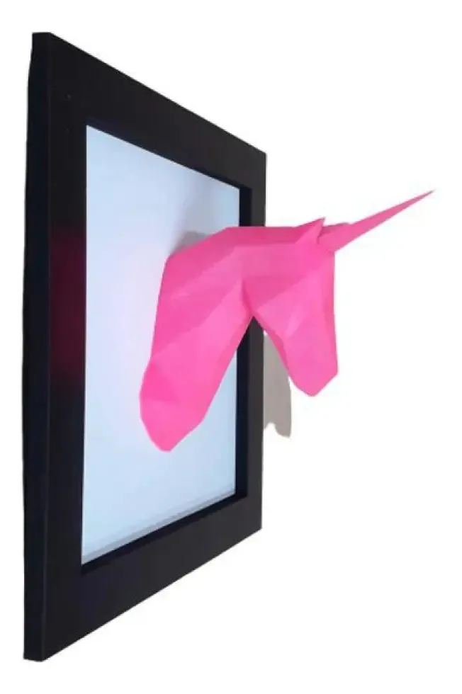 Quadro Decorativo 3d Unicórnio Feito Com Impressão 3d