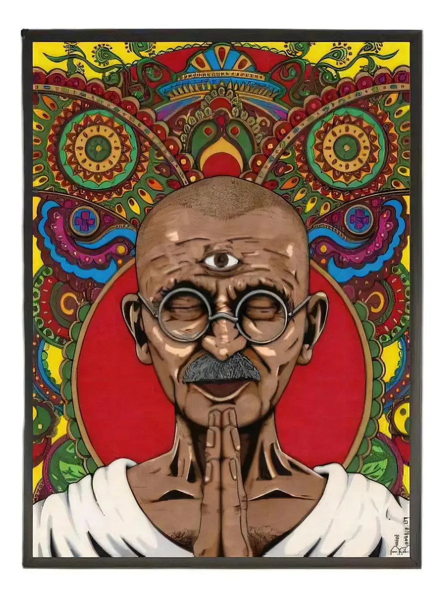 Quadro Decorativo 34x23cm Desenho Gandhi