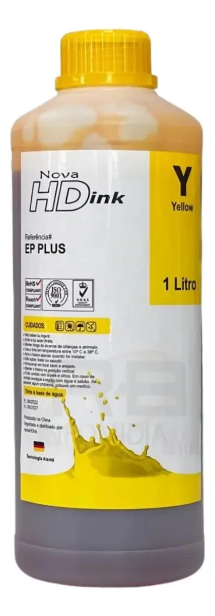 1 Litro Tinta Corante Para Impressora Com Bulk Ink Hdink Tinta Amarelo