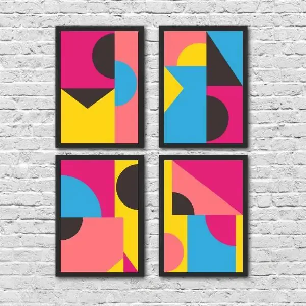 Kit 4 Quadros Abstratos Trend Colors 45x34cm A3 (45 X 34)