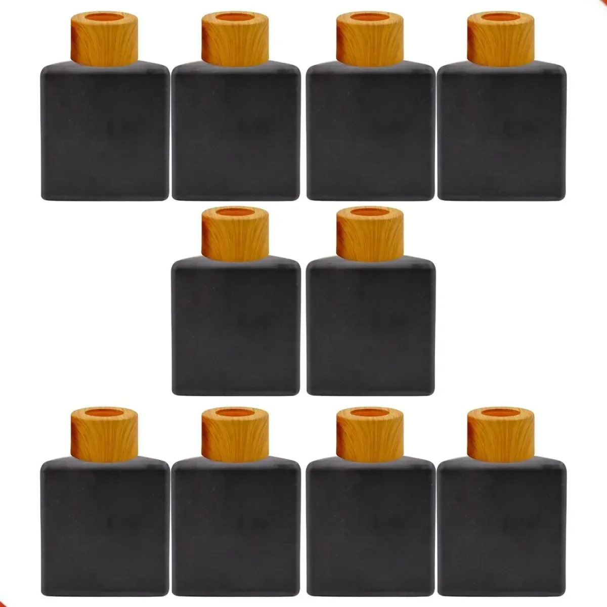 10 Frascos De 100ml Com Tampa De Madeira E Varetas