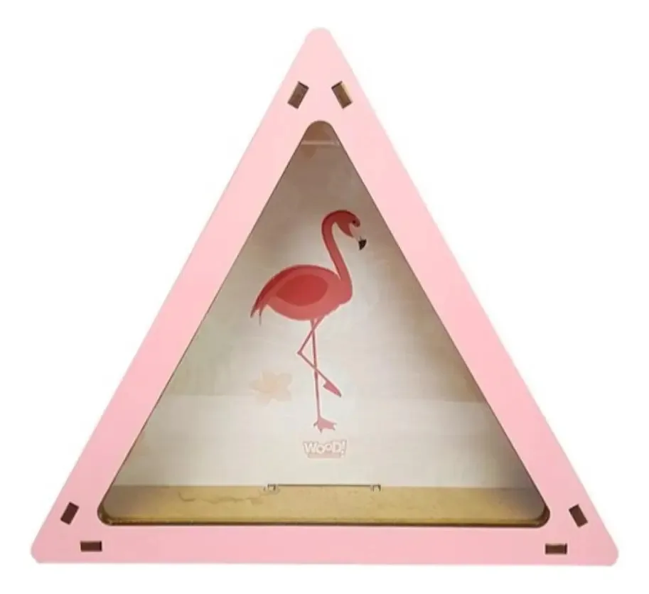 Cofre Cofrinho Moedas Dinheiro Mdf Triangulo Flamingo