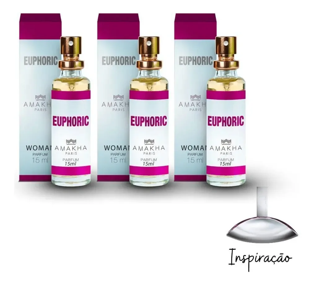 3 Perfumes Euphoric Feminino 15ml Amakha Paris