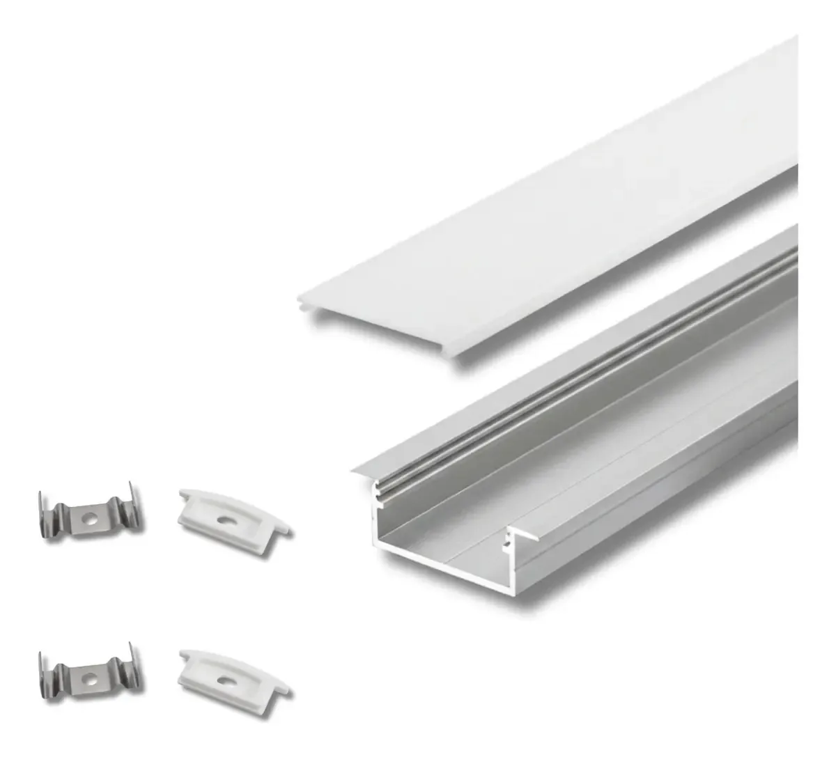 Perfil Slim Para Fita Led Embutido Prata 2 Metro 30mm