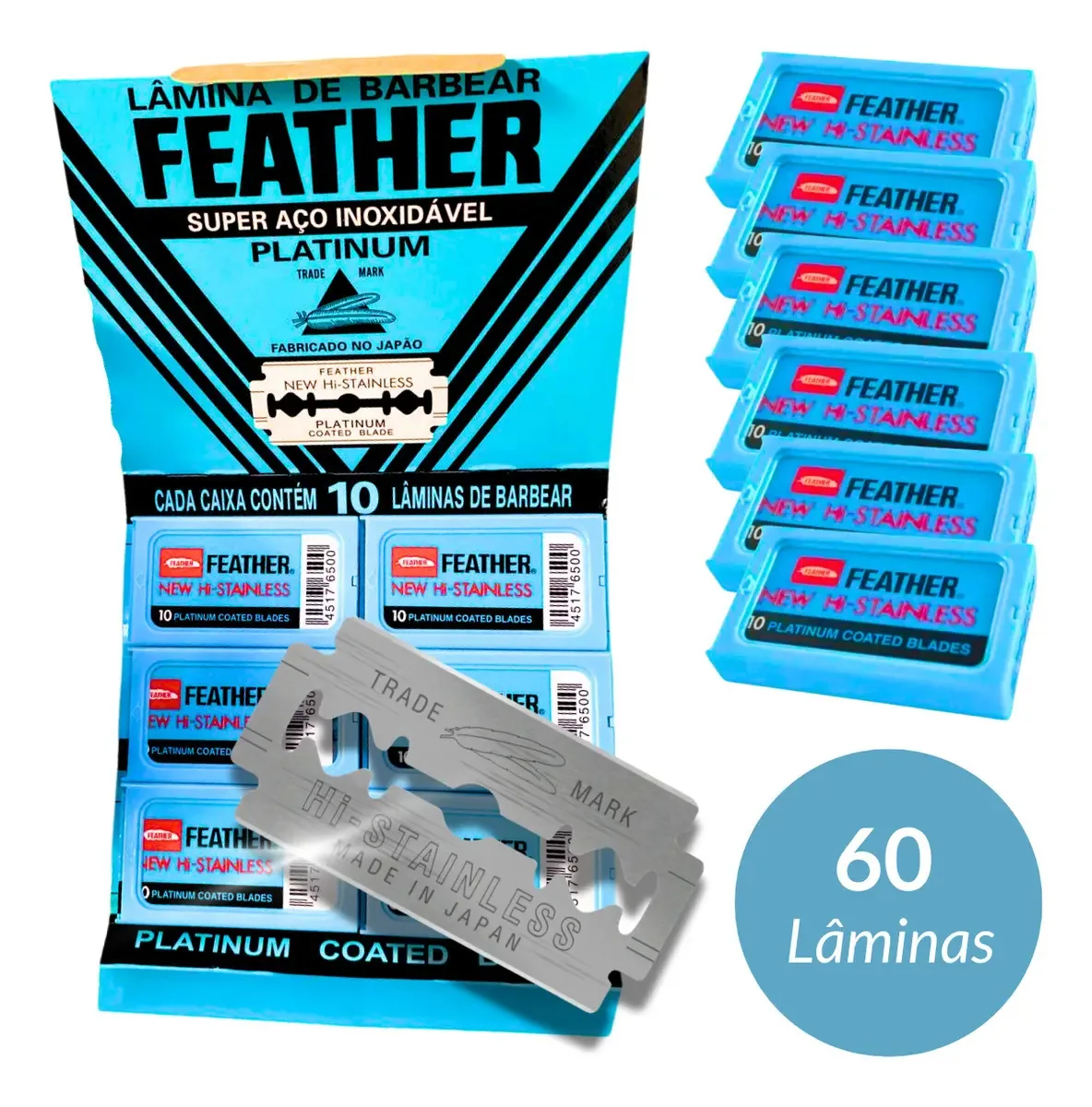 Lâminas De Barbear Profissional Feather Inox Platinum One