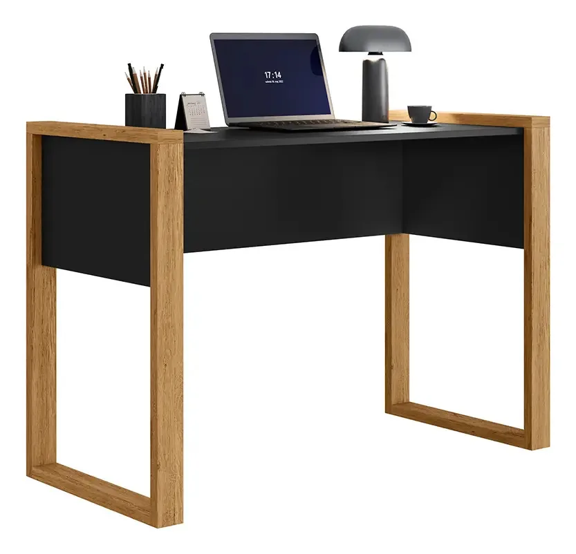 Mesa Escrivaninha Home Office Lume Freijó/preta M Casa Moveis