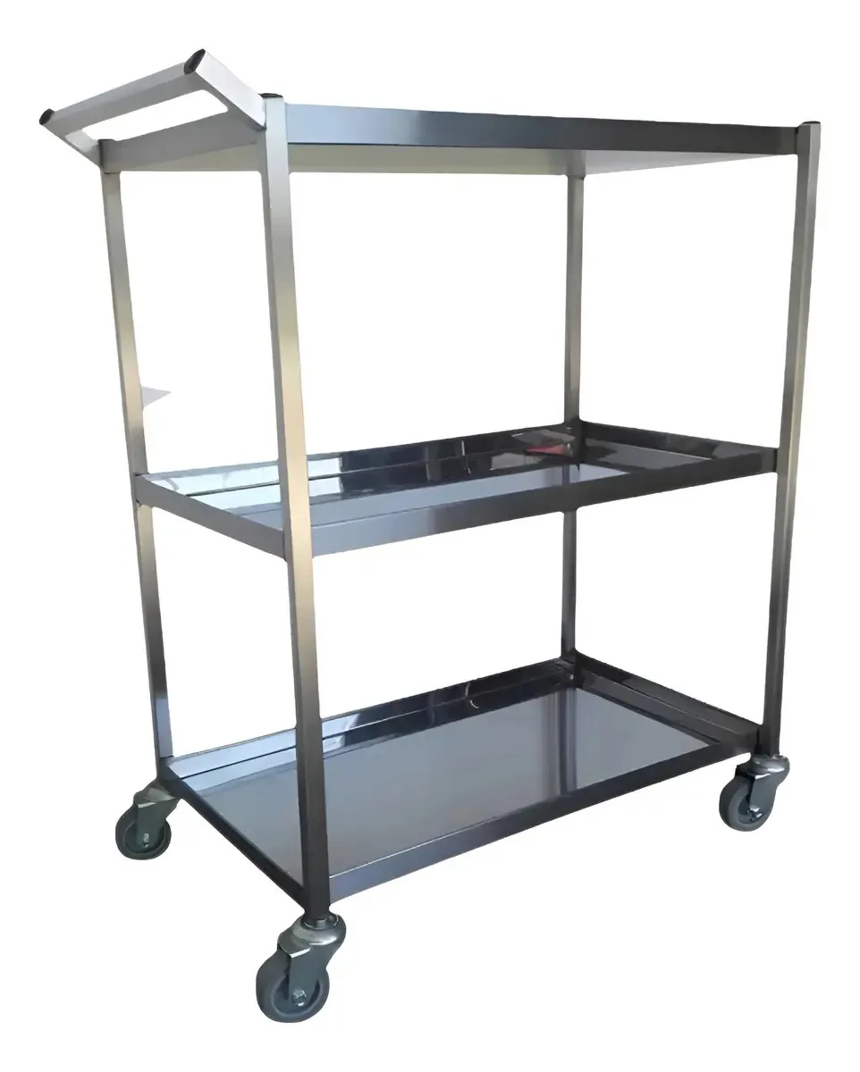 Carrinho De Serviço Ideal Inox - 3 Bandejas Bar/multiuso