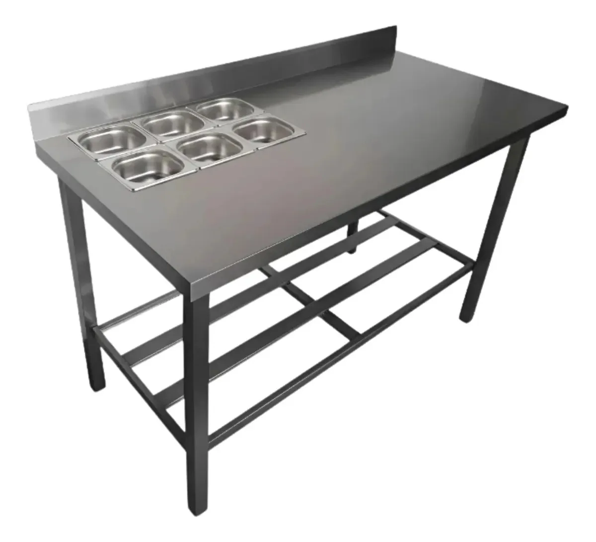 Mesa Inox 190x65x88cm Condimentadora 6gn's 1/6 65mm