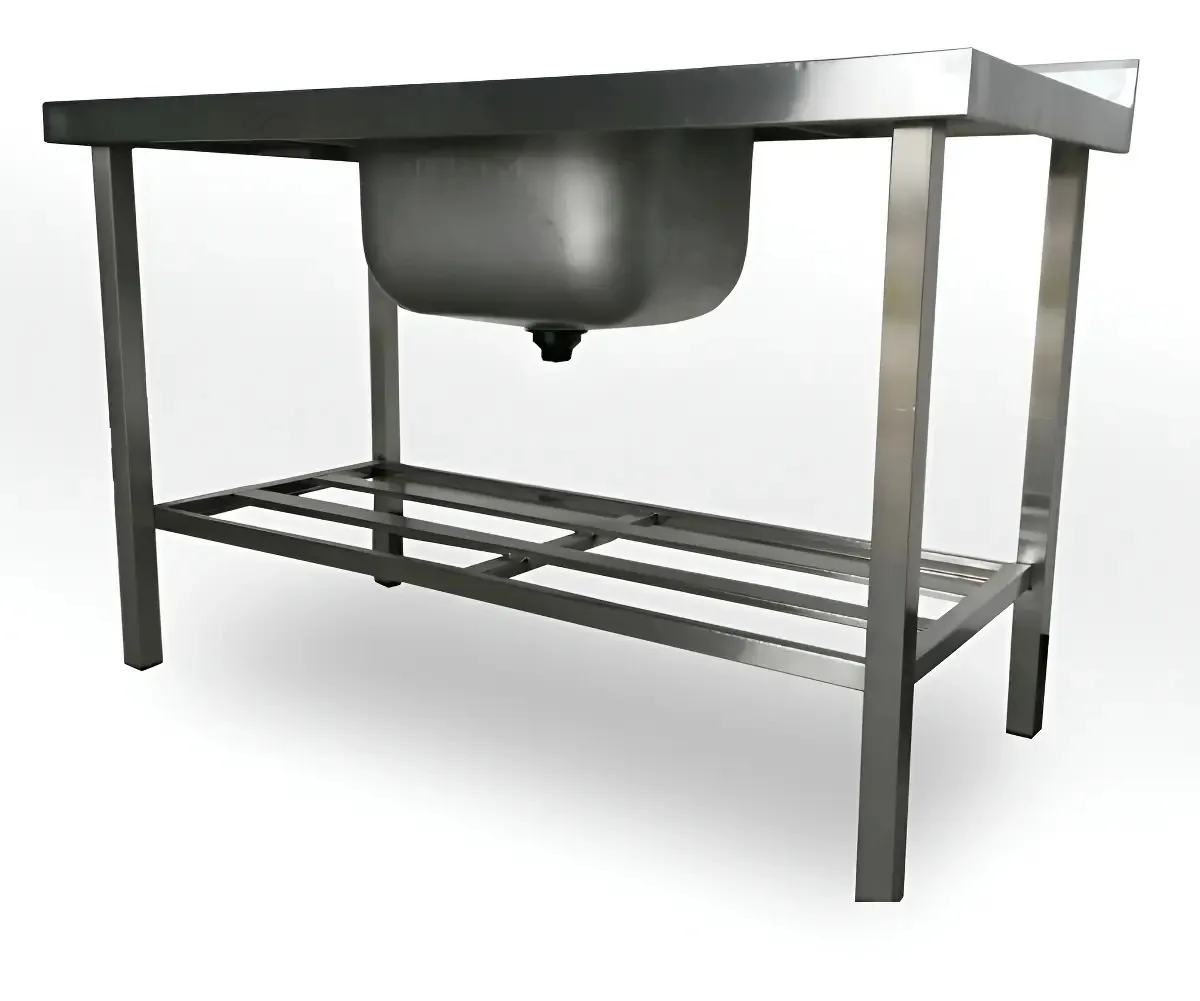 Pia Bancada 100% Inox Industrial 190x65cm Cuba 50x40