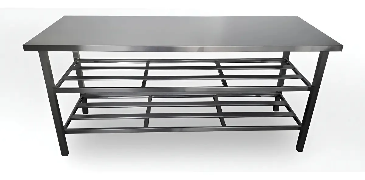 Mesa Bancada Aço Inox 190x70x88mt Paneleiro Duplo