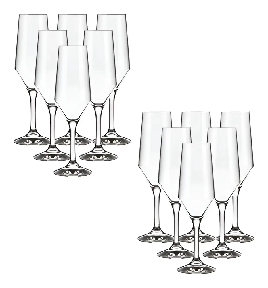 Jogo 12 Taças Champanhe Nadir Vidro Transparente 186ml