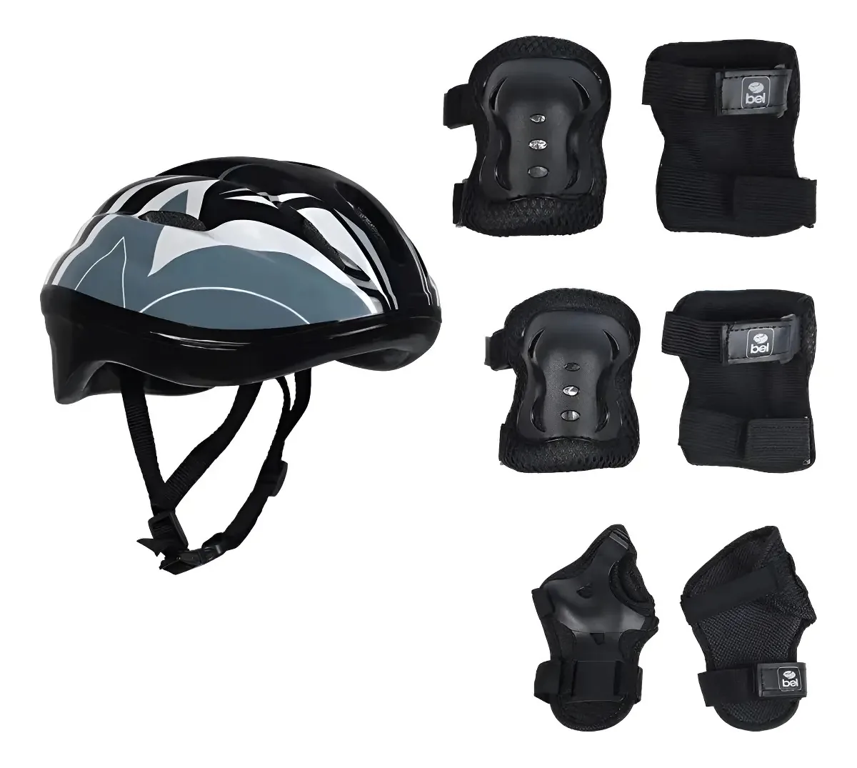 Kit Proteção Radical Ajustável Infantil Tam P Completo Bel Preto