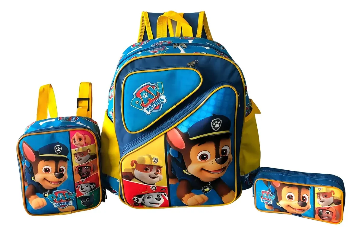 Mochila Escolar Patrulha Canina Amigos 3b Costas Tam G Cor Amarelo Desenho Do Tecido Bia Costas G