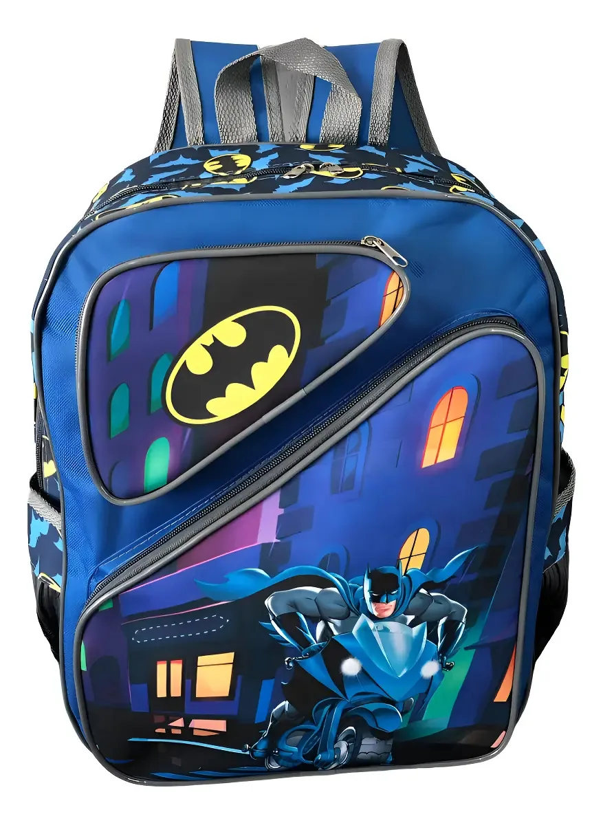 Mochila Infantil Batman Herói Tam G Costas Meninos Escolar Cor Preto Desenho Do Tecido M / S - Bia Costas G