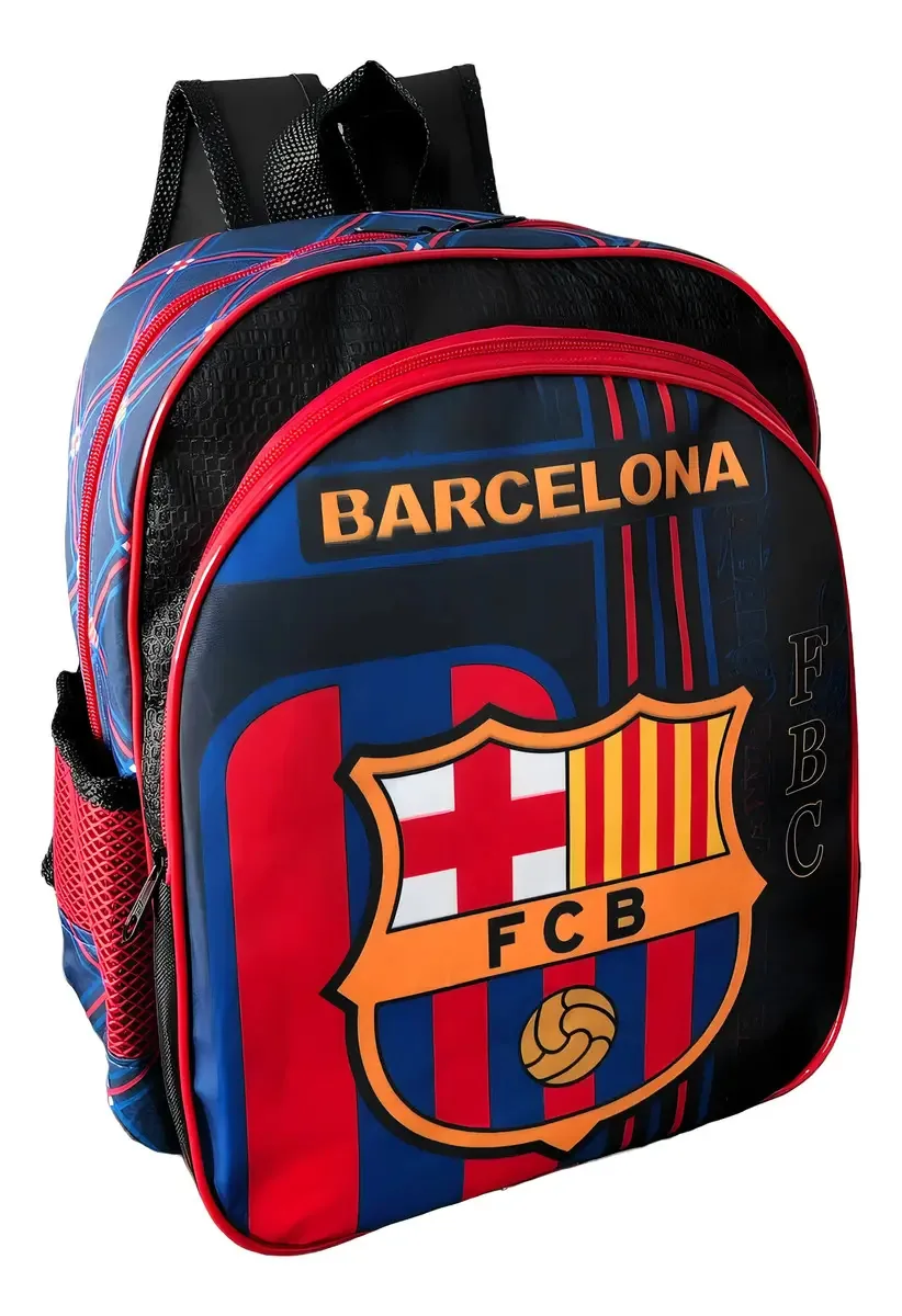 Mochila Infantil Barcelona Futebol Costas Tam G Lancheira Cor Preto Desenho Do Tecido Mch E Lch / Costas
