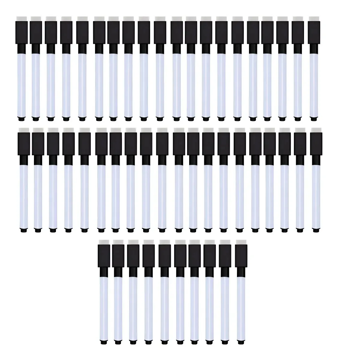 100 Canetas Preto Para Quadro Branco Com Apagador E Imã