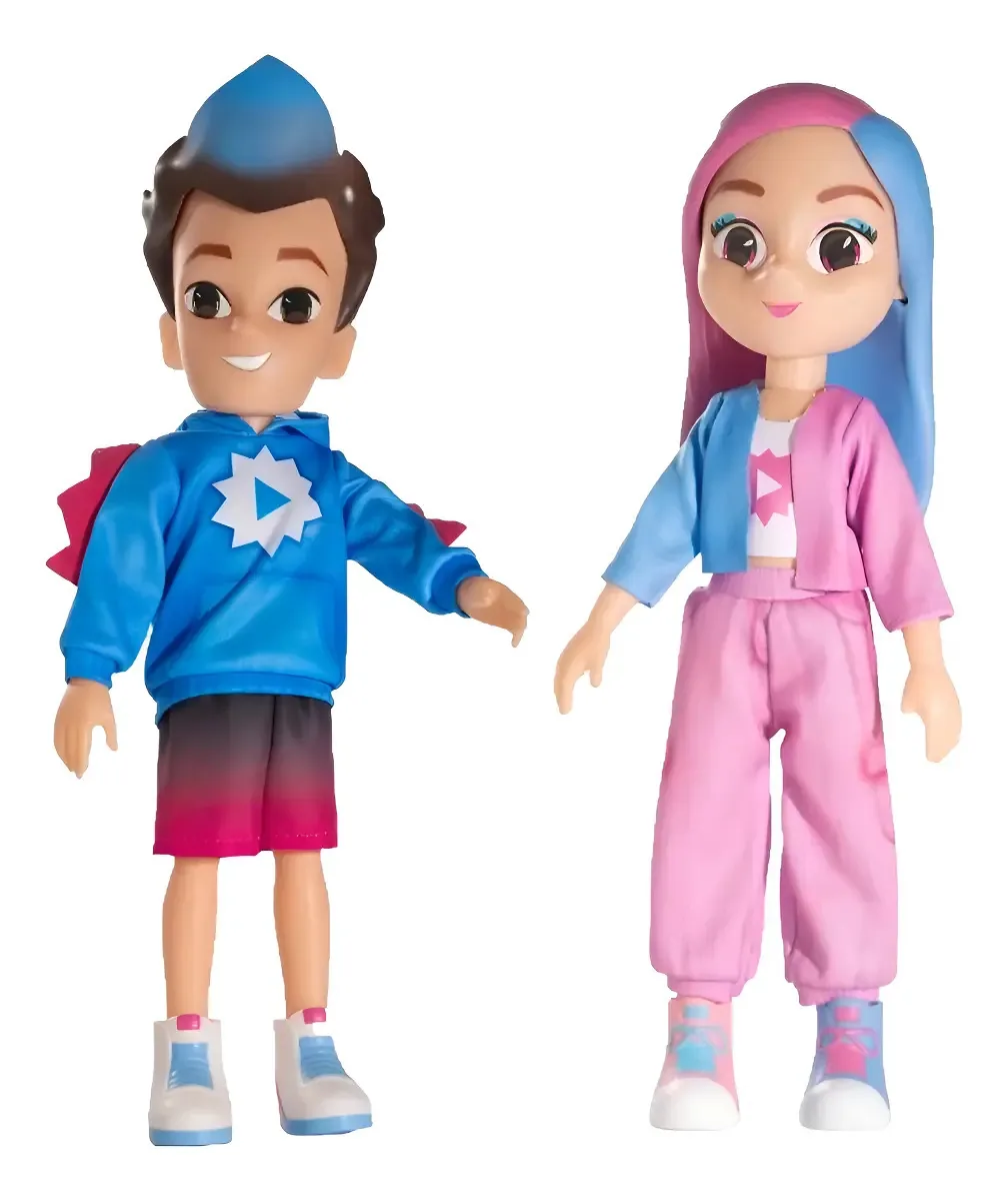 Kit Bonecos Dudu E Carol Infantil Youtuber Vinil 26cm Rosita