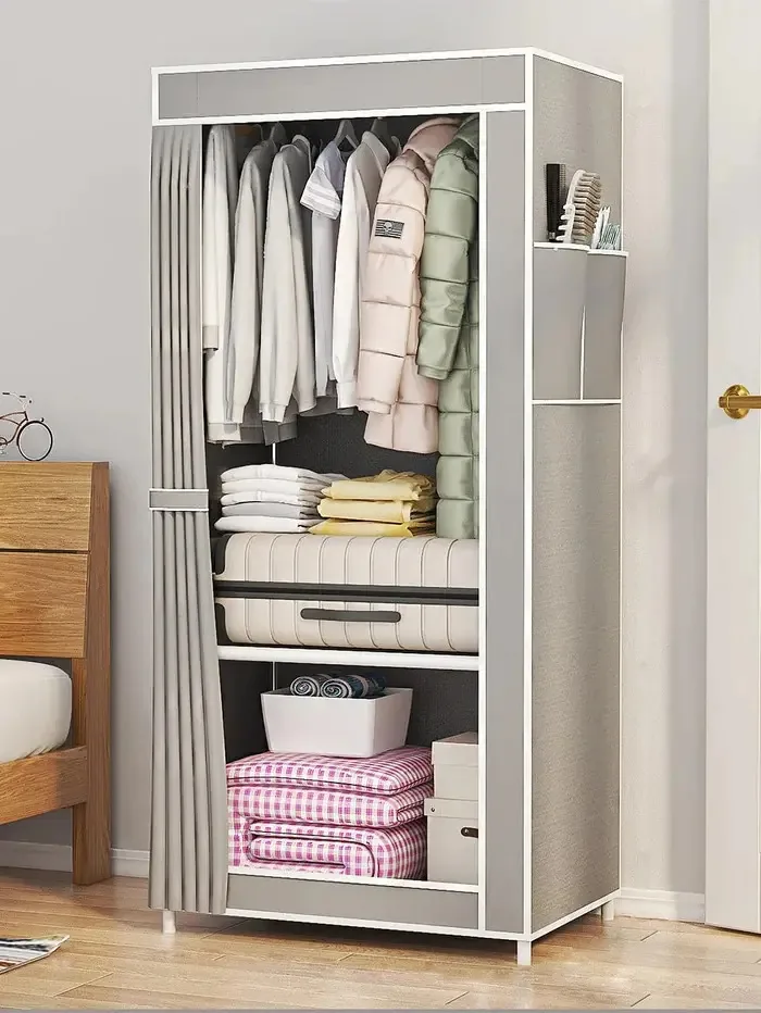 Guarda Roupa Dobrável Organizador Portátil Armario Multiuso* Cor Cinza