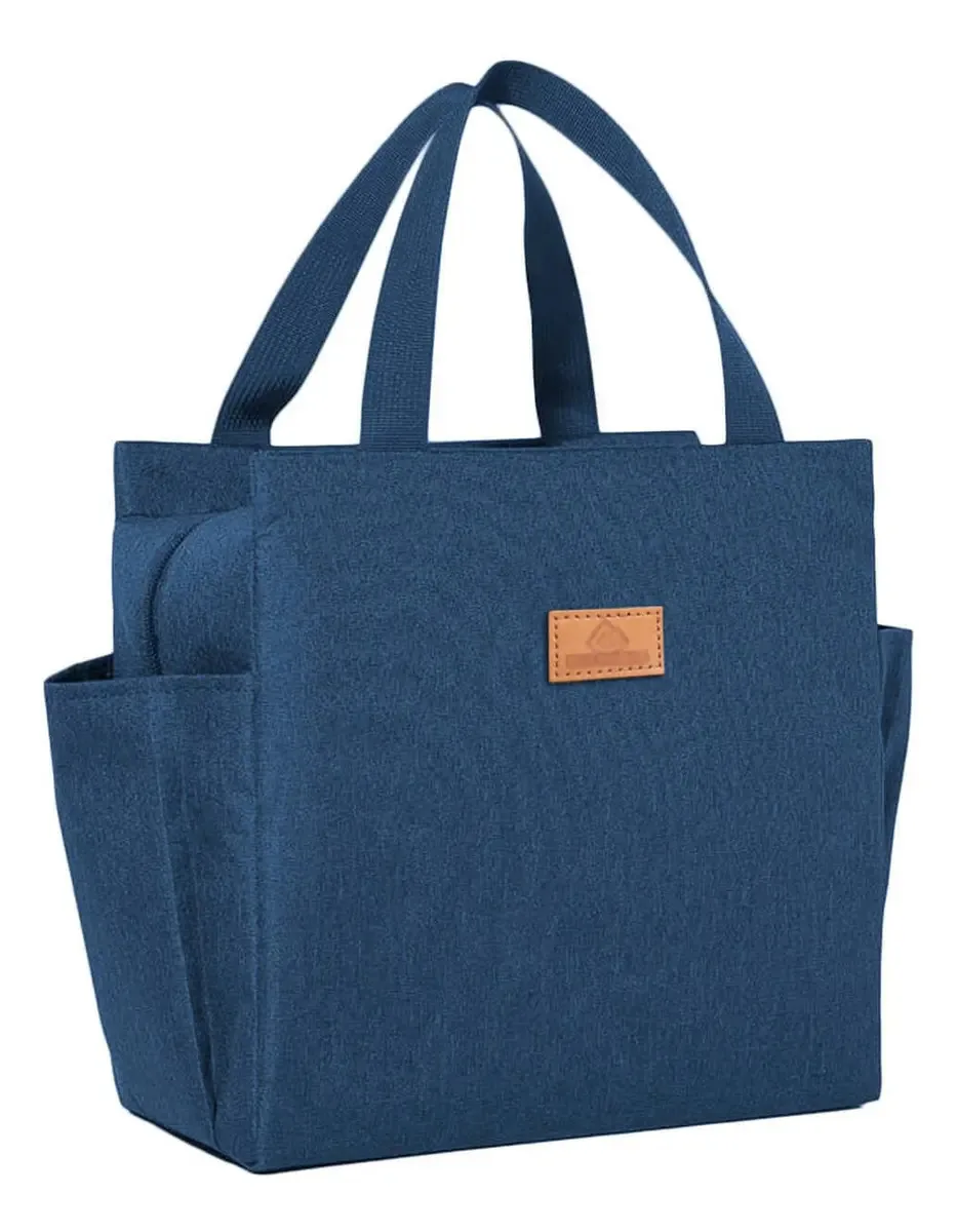 Lancheira Térmica Meimi Amores Azul Comida Trabalho Nylon Zíper