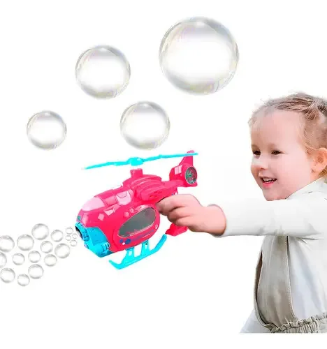 Brinquedo Helicóptero Lança Bolhas Som Luz Rosa Mundo do Comercio