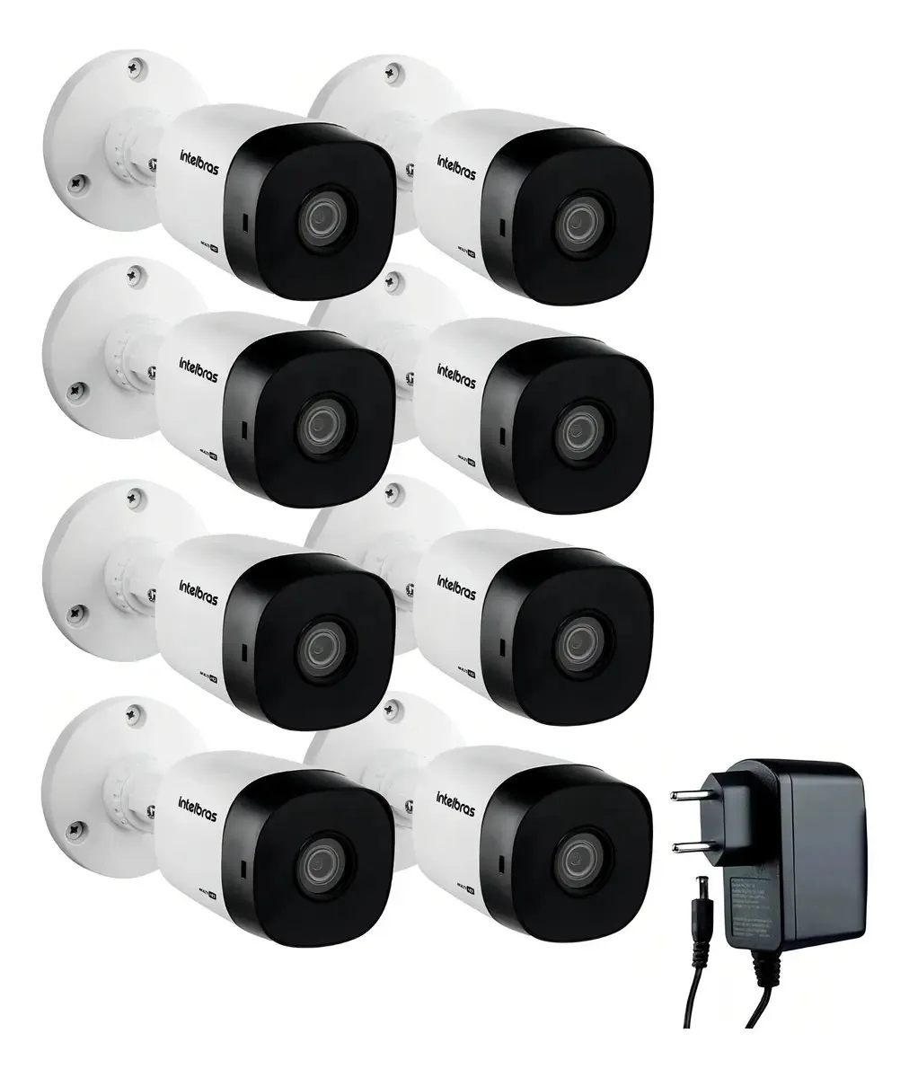 8 Câmeras De Segurança Vhl 1120 B 20m Infra Intelbras +fonte