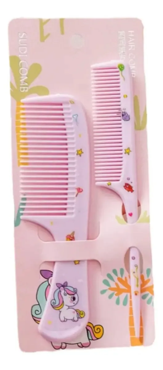 Conjunto 2 Pentes Infantil Rosa Unicórnio Menina
