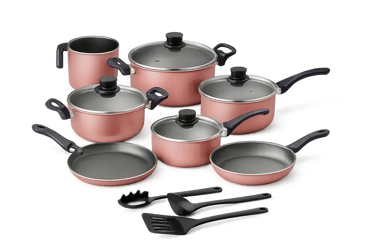Jogo De Panelas De Cozinha Elegan 10 Peças 10 Peças Com 10 Peças De Alumínio Rosa