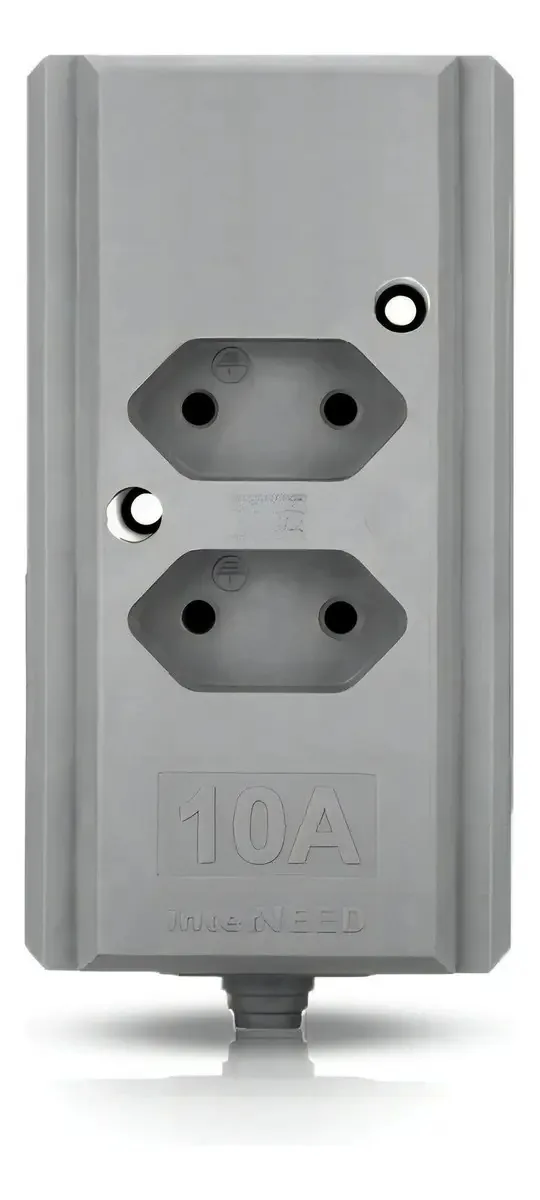 Tomada Cinza 2 Entradas Dupla 10A Interneed Hera