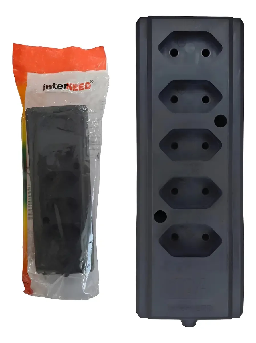 Tomada Barra Interneed 2 Polos Preta 10a. Quintupla