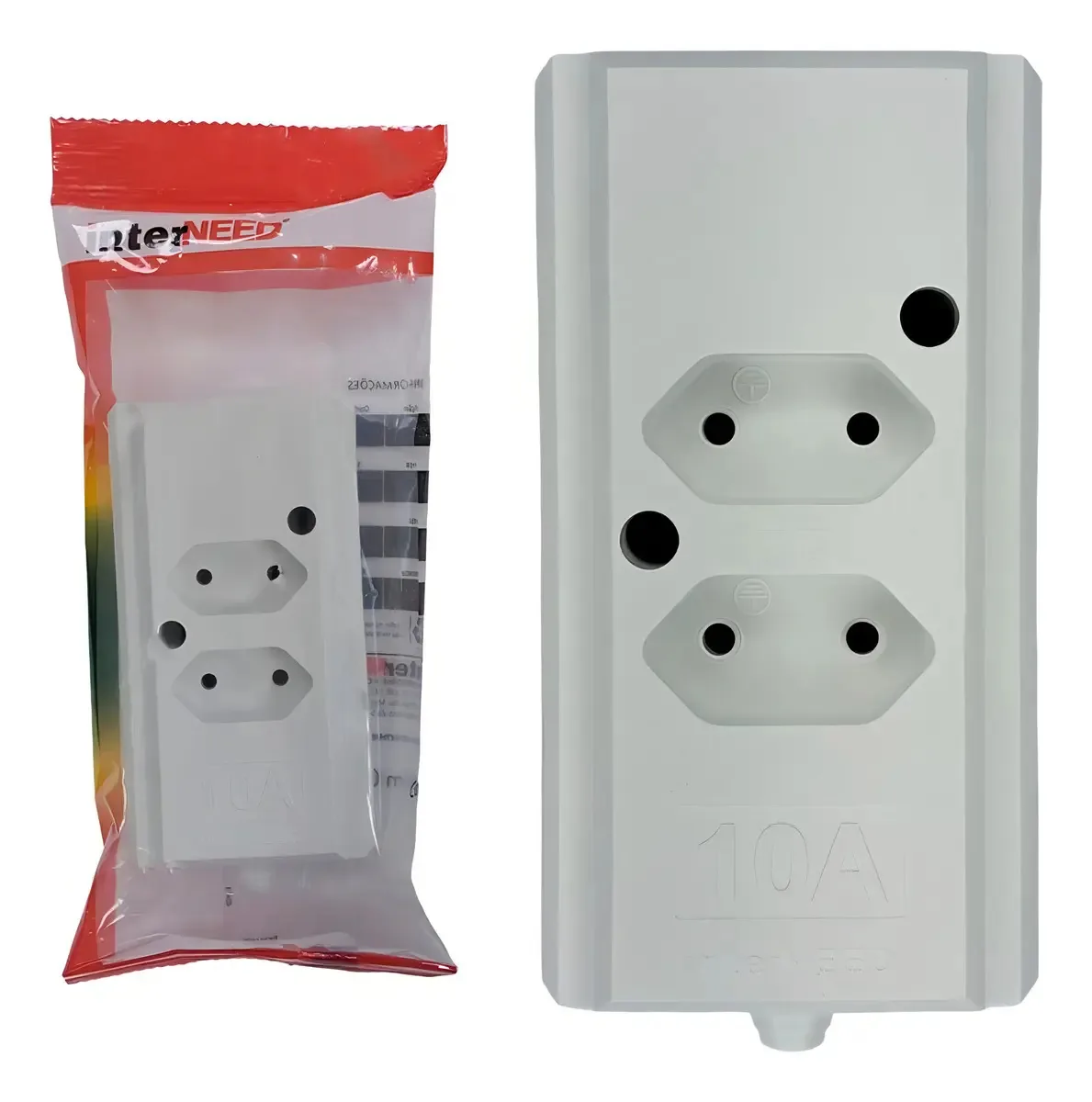 Tomada Barra Interneed 2 Polos Branca 10a. Dupla