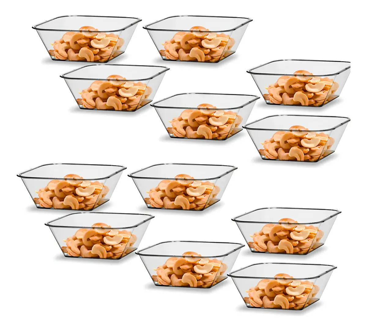 12 Petisqueira Grande Três Triângulos Acrílico 800ml