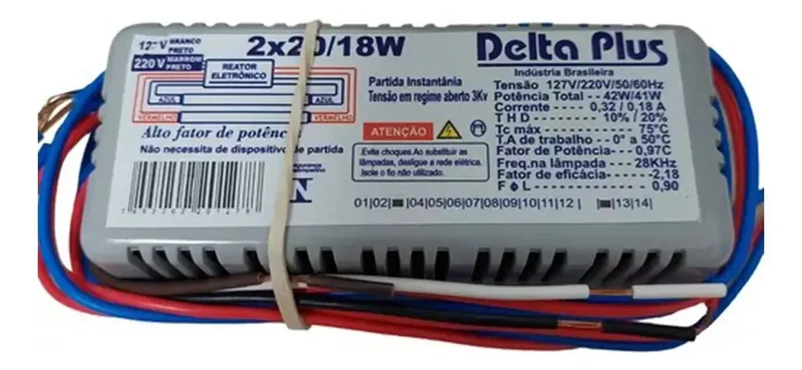 Reator Eletrônico 2 X 20w Ou 18w Para Fluorescente