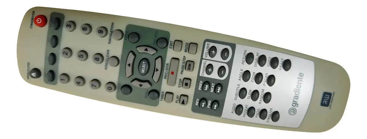 Controle Remoto Gradiente DVD+R660 Infravermelho Pilhas AAA Bege
