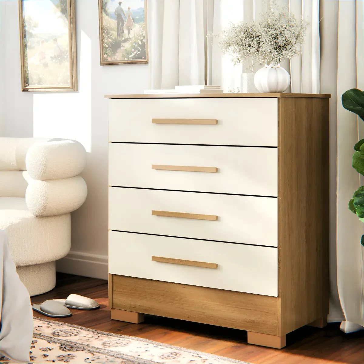Cômoda Thor 4 Gavetas Off White Moderna M Casa Móveis