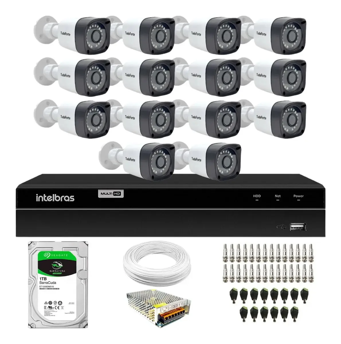 14 Cameras Infra Bullet Full Hd 1080p Dvr Intelbras 16ch 1tb