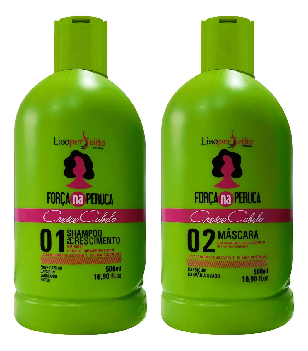 Kit Shampoo Força E Cond Cresce Mulher Homi Antiqueda 500ml
