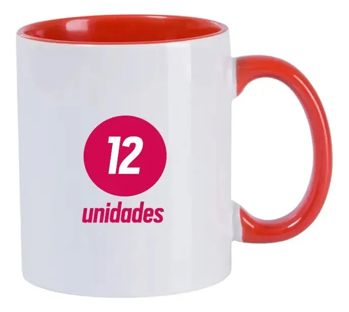 Caneca Cerâmica Metalnox Sublimação Interior Vermelho 325ml