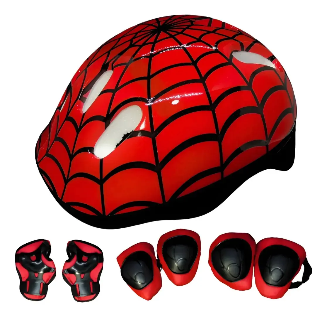 Kit de Proteção Infantil VGM Bikes Vermelho para Ciclismo, Patins e Skate