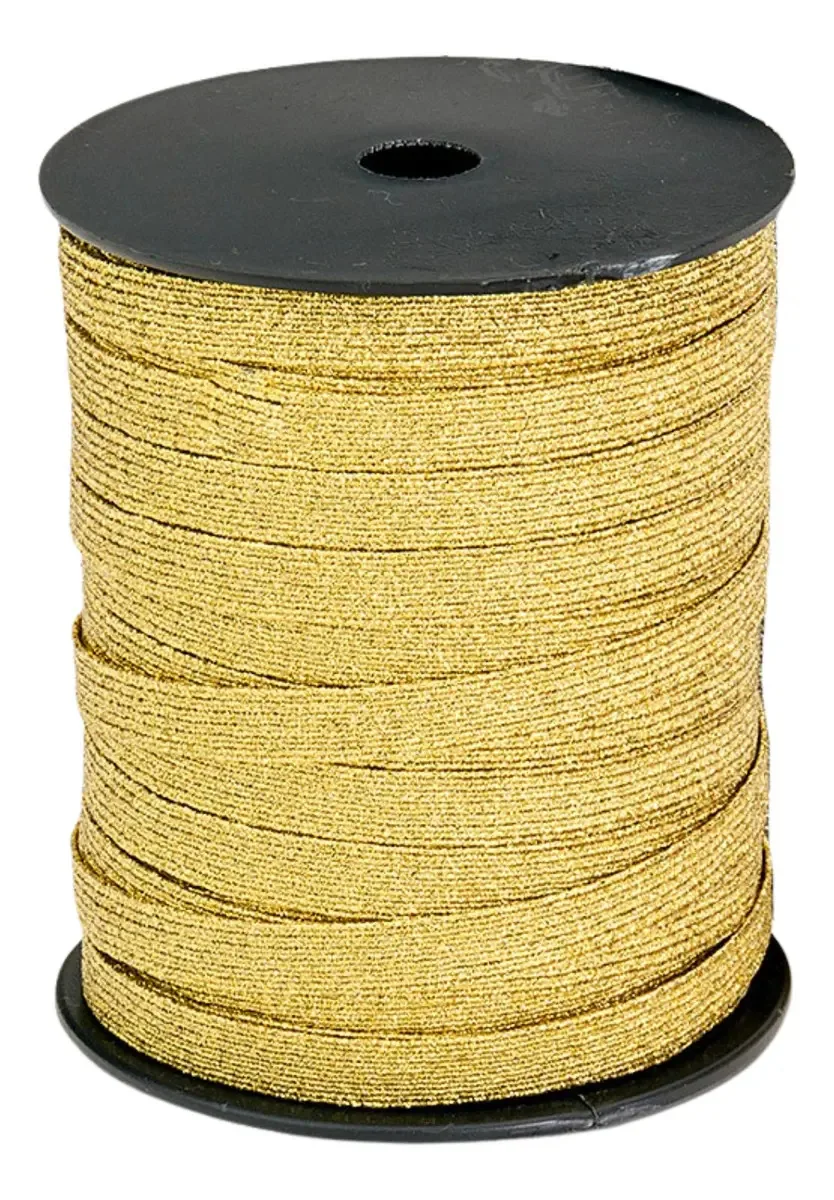 Elástico Metalizado Ouro 8mm 50m São José Para Roupas e Decoração