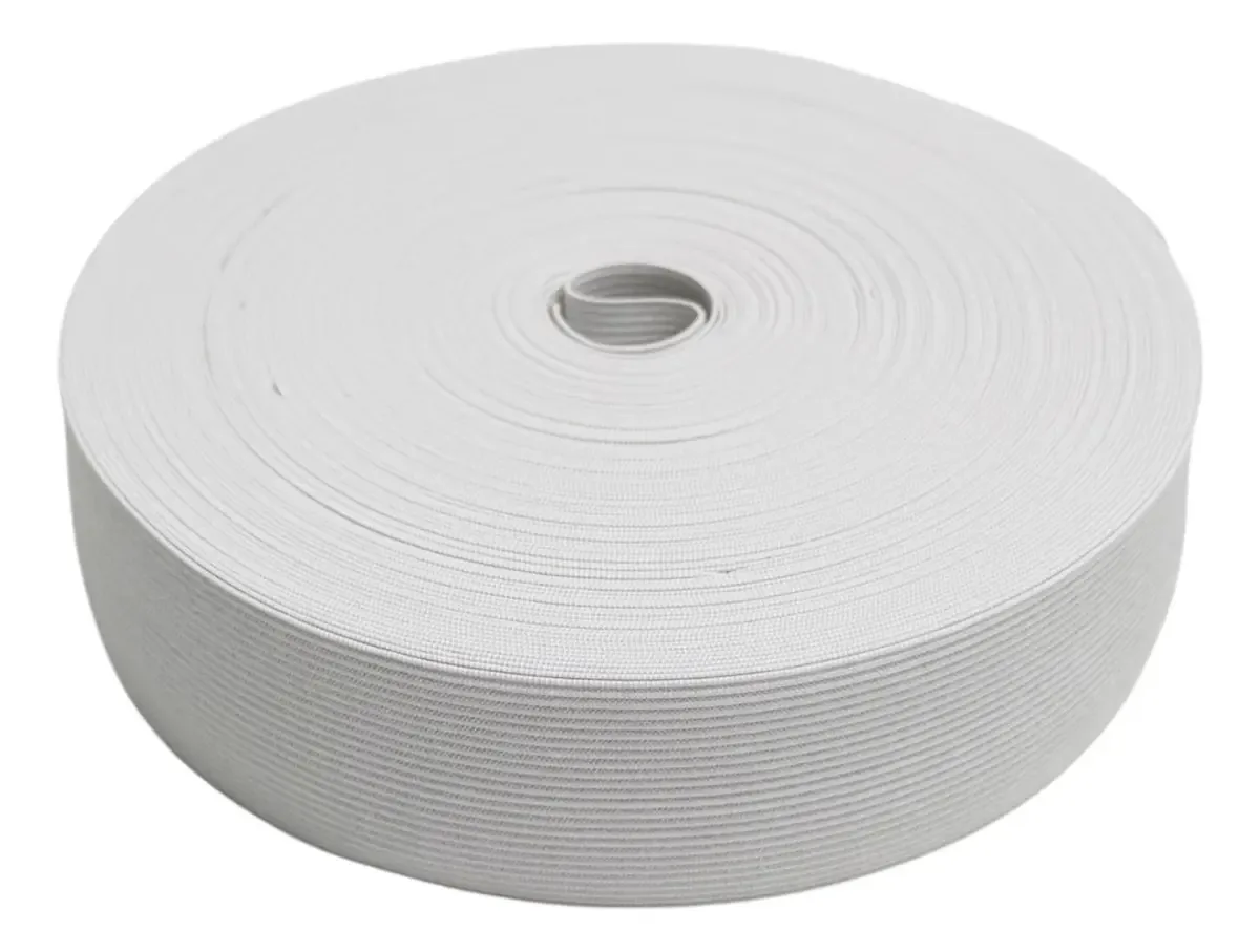 Elástico Embutir Chato Boing Branco 39mm Rolo 25m Roupas e Moda