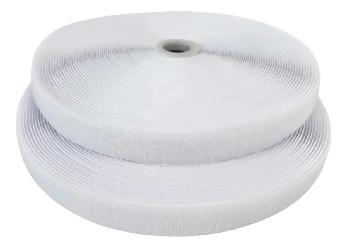 Fecho de Contato Boing para Costura, Rolo Macho e Fêmea de 25 Metros por 2.5 cm, Branco