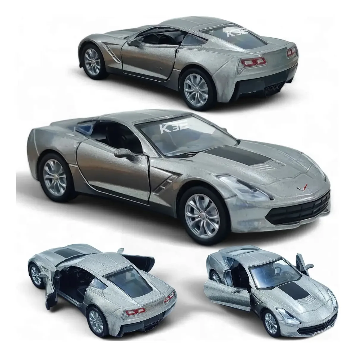 Carrinho Em Miniatura Chevrolet Corvette C7 Metal Prata